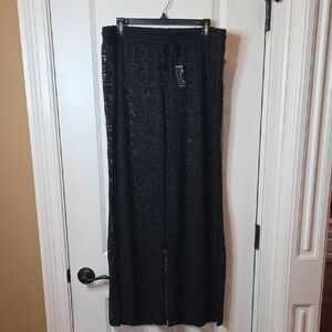 CLEARANCE La Vie en Rose Aqua Black Wide Leg Swim Coverup Pants Size XL